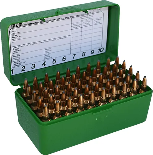 Vista 2 de MTM RS-S-50-10 50 Round Flip-Top Rifle Ammo Box .22 PPC, 6MM PPC, REM BR, USA Made, Green