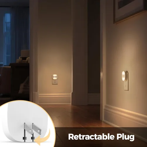 Vista 2 de DORESshop Luces nocturnas LED enchufables a la pared, 4 paquetes de luz nocturna plegable, portátil, regulable, con sensor de atardecer a amanecer