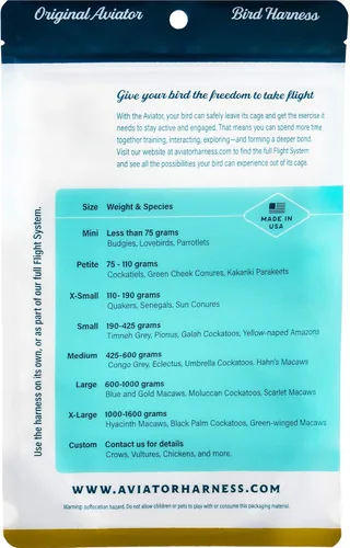Vista 2 de Arnés y correa para aves mascota por The Aviator, Negro