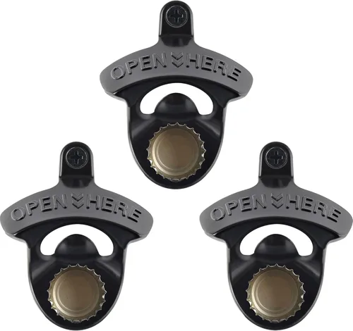 Vista 7 de Abridor de tapas de botellas montado en la pared de bronce antiguo con imanes, soporte de poste magnético retro para abridor de botellas