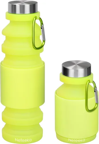 Vista 9 de Nefeeko Botella de agua plegable, reutilizable, libre de BPA, botellas de agua plegables de silicona para viajes, gimnasio, camping, senderismo