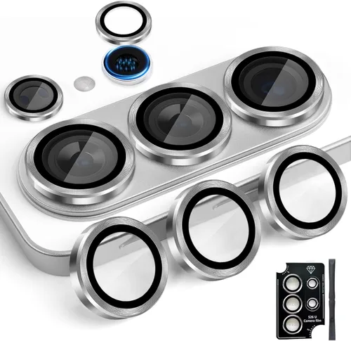 Vista 47 de Protector de lente de cámara para Galaxy S26, cubierta individual de lente de anillo de aleación de aluminio de vidrio templado con bandeja de Negro