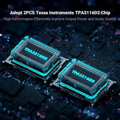 Vista 5 de Fosi Audio BT30D Bluetooth 5.0 Amplificador de receptor de audio estéreo de 2.1 canales, mini Hi-Fi Clase D, amplificador integrado de 50 vatios