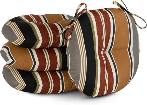Vista 54 de Greendale Home Fashions Cojín redondo para asiento bistro de 15 pulgadas, 2 unidades (paquete de 1), Adobe Stripe