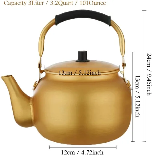 Vista 7 de Hervidor de té para servir té, olla de almacenamiento de vino de arroz para el hogar, hervidor de aluminio, hervidor de sopa de agua antifugas