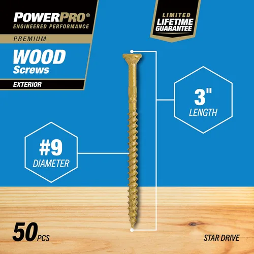 Vista 36 de Power Pro Tornillos de madera para exteriores de alta calidad, tornillos de cubierta multiusos #8 x 1-1/4 pulgadas para proyectos al aire libre