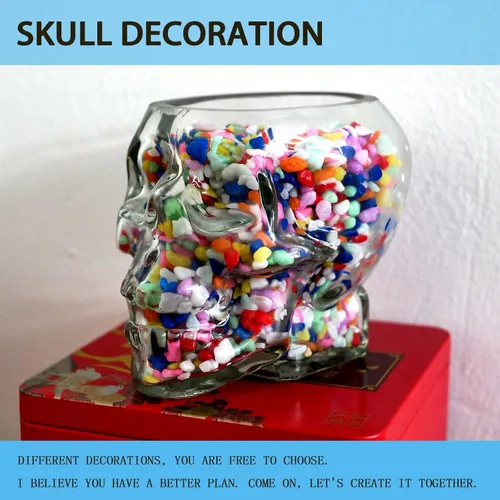 Vista 3 de Vaso de cristal de calavera de 12 onzas (11.8 fl oz), cristal de calavera multiusos para fiestas temáticas de Halloween, copas de vino, regalos