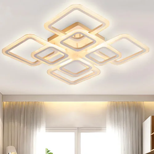 Vista 17 de Lámpara LED de techo regulable, 5 luces de techo de 23 pulgadas, montaje empotrado, lámpara de 80 W para sala de estar, dormitorio, cocina