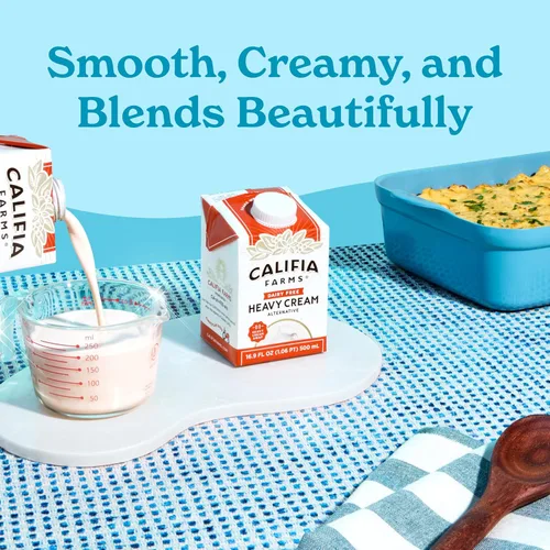 Vista 6 de Califia Farms - Sustitución de Crema de Batir Pesada Sin Lácteos 16.9 Oz, Sin Soja, a Base de Plantas, Vegana, Sin Transgénicos, Sin Azúcar, Crema