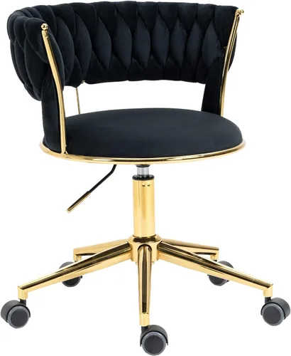 NIOIIKIT Silla de Escritorio de Terciopelo con Respaldo Tejido a Mano, Silla de Tarea Giratoria 360° y Altura Ajustable, Silla de Maquillaje, Sillas