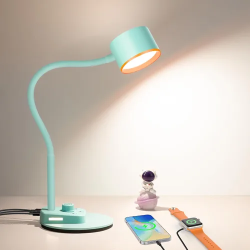 Vista 8 de LiFMIRA Lámpara de Escritorio, Lámpara de Escritorio LED con Puertos de Carga USB C + A, Lámpara de Lectura de Cuidado Visual Completamente
