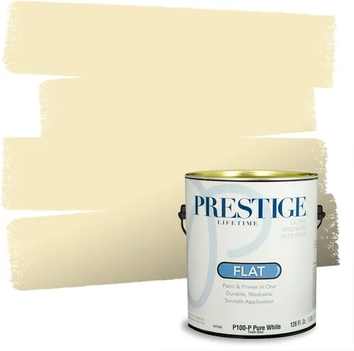 Vista 24 de PRESTIGE Pinturas de pintura exterior e imprimación en uno, 1 galón, plano, combinación comparable de Benjamin Moore* Manzanilla*