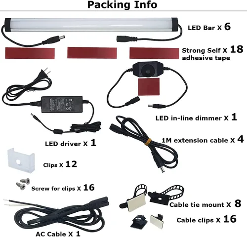 Vista 6 de Luces LED Litever bajo clóset, Blanco, LL-008-6P, 31.00watts, 120.00 volts