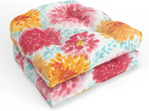 Vista 16 de Pillow Perfect Bright Floral - Cojín para asiento de silla de interior/exterior, resistente a la intemperie y a la decoloración, 19 x 19 pulgadas