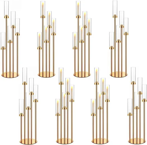 Vista 25 de Candelabro de 35 pulgadas 1 pieza en negro para centros de mesa de 5 brazos, centros de mesa de boda para decoraciones