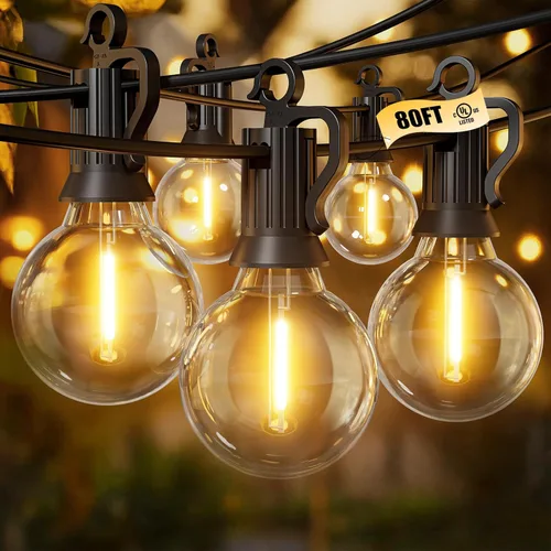 Vista 16 de Brightown - Guirnalda de luces led de exterior, regulable, conectable, 12 bombillas globo G40 que no se astillan, impermeabilidad IP65, patio, patio