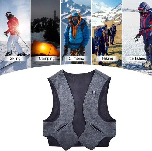 Vista 8 de Certificación de seguridad para hombre y mujer, camisa de capa base térmica, recargable por USB, 3 ajustes de calefacción, ropa de calefacción