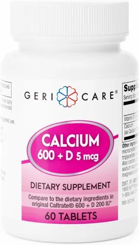 Vista 8 de GeriCare Calcio 600mg - Vitamina D 10mcg Tabletas - Salud ósea - Suplemento nutricional, 60 unidades (paquete de 1)