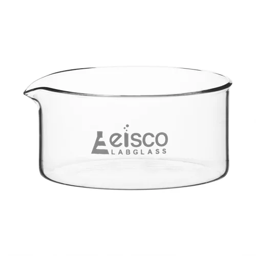 EISCO Plato de cristalización, 33.8 fl oz - Fondo plano, con boquilla - Vidrio de borosilicato 3.3 - Laboratorio, cocina, laboratorios de