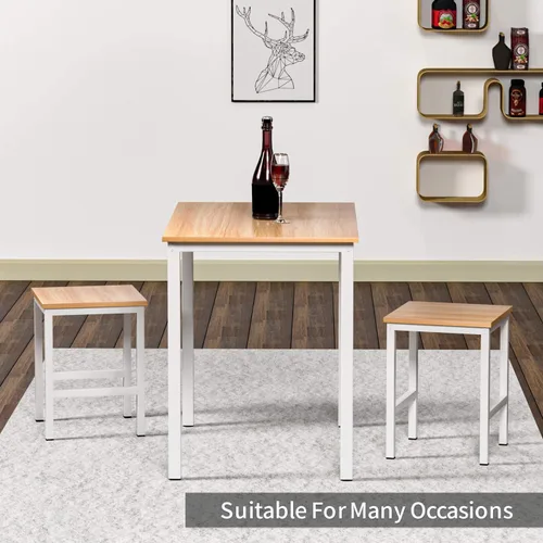 Vista 15 de DKLGG Juego de mesa de comedor para 4, mesa de cocina moderna y sillas para 4 tapas de madera y patas de metal ajustables, juego de mesa de comedor