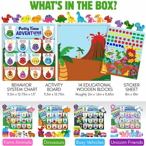 Vista 6 de LIL ADVENTS - Juego de aprendizaje para ir al baño, 14 juguetes de bloques de madera, tabla, tablero de actividades, pegatinas e insignia