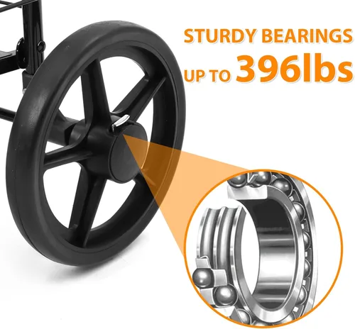 Vista 3 de Siffler Carrito de compras de comestibles con ruedas giratorias de 360 de 396 libras, carrito plegable de gran capacidad, plegable, cubierta