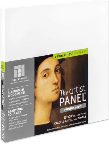 Vista 26 de Panel de pintura de artista de madera con gesso de Ampersand Art Supply: Liso con imprimación, 4" x 4", perfil acunado de 1-1/2