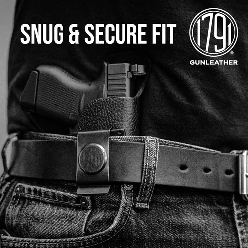 Vista 4 de 1791 GUNLEATHER Funda de cuero prémium Glock 43 IWB CCW para pistola diestra, compatible con G43, G42 y Ruger LC9 y LC9s.