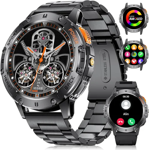 Vista 14 de Smart Watches for Men for Android/iPhone(2 Straps),1.43’’ AMOLED Display Sport Watch with 123 Sport Modes/FlashLight,5ATM Waterproof Fitness Tracker