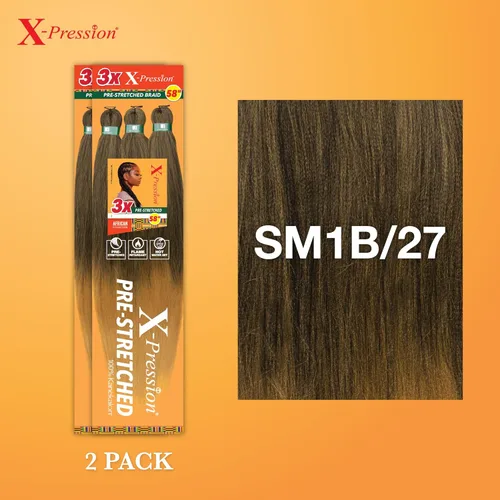 Vista 263 de Sensationnel X-Pression - Trenzas prestiradas, 3 unidades, 58 pulgadas, paquete de 1 unidad, 1B