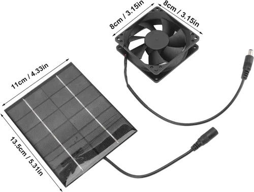 Vista 6 de Kit de ventilador de panel solar, mini ventilador de escape con energía solar, herramienta de disipación de calor para invernadero, gallineros
