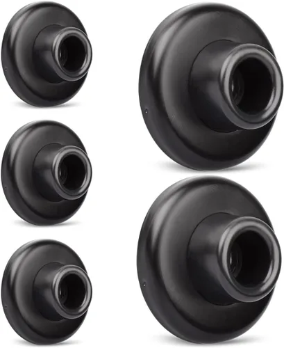 Vista 23 de Tope de Puerta de Pared Cóncavo Negro – Cubierta de Acero Inoxidable de 2-1/2" de Diámetro Exterior con Tope de Goma Negro de 1-1/8" – Fácil