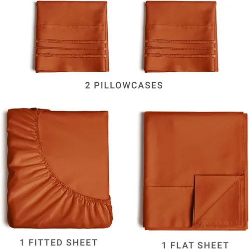 Vista 2 de Juego de sábanas de tamaño Queen, sábanas transpirables y refrescantes, sábanas de lujo para hotel, extra suaves, bolsillos profundos, fácil ajuste