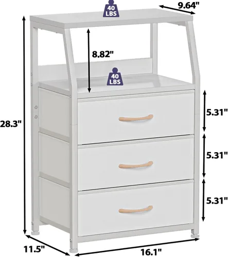 Vista 35 de Furnulem Cómoda negra con 5 cajones, cómoda de tela de torre de almacenamiento vertical para dormitorio, pasillo, entrada, guardería, organizador