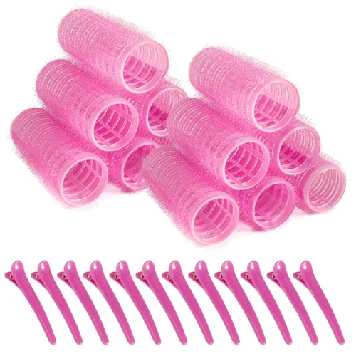 Vista 12 de Juego de rodillos de pelo de 4 tamaños con clips, 50 rodillos para rizadores de pelo para mujer, rodillo de agarre automático para cabello largo