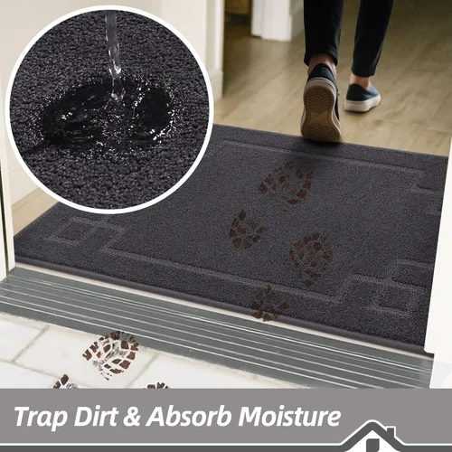 Vista 2 de BEQHAUSE Tapete de Puerta 32" x 48", Tapetes Antideslizantes para Interiores Alfombras de Entrada Lavables de Perfil Bajo Absorbentes y Resistente a
