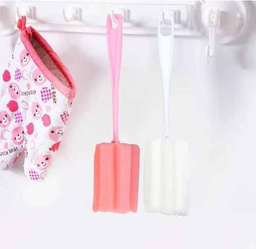 Vista 4 de Cepillo de esponja para botellas, 4 piezas, cepillo limpiador de mango largo para biberones, cristalería, tazas, tazas y cocina, limpieza