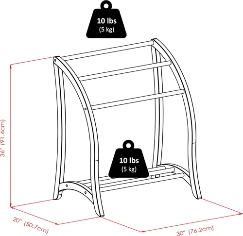 Vista 8 de Winsome Wood Quilt Rack With 3 Rungs, Antique Walnut (94036)