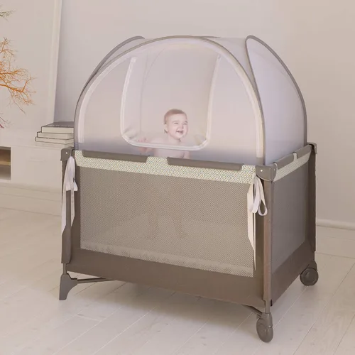 Vista 2 de Nahbou Baby Crib Tent Pack n Play: Tienda de cuna con cubierta de red para evitar que el bebé salga y tienda de seguridad para cuna para mantener a