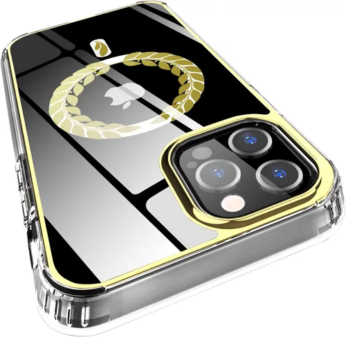 Funda magnética diseñada para iPhone 12 Pro Max de 6.7 pulgadas, compatible con MagSafe, purpurina brillante transparente [no amarillento] TPU + PC