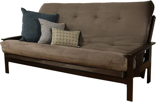 Vista 3 de Kodiak Furniture Futón Monterey tamaño Queen, acabado espresso con colchón gris gamuza