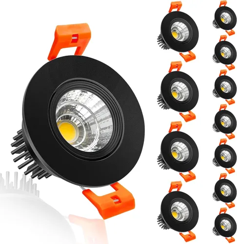 Vista 19 de inShareplus Downlight LED de 2 pulgadas, iluminación empotrable de 3 W, regulable, luz blanca cálida de 3000 K, CRI80, luces de techo