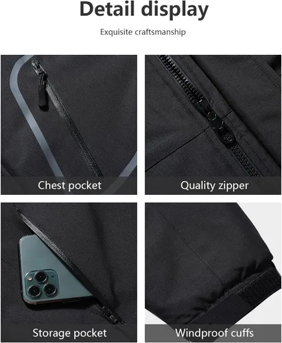Vista 5 de Chaqueta de invierno para hombre, cálida, de forro polar, para la nieve, impermeable, con capucha, ideal para esquiar y montaña