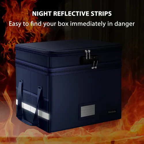 Vista 7 de Caja de archivos DocSafe con cerradura, caja de documentos ignífuga de múltiples capas, organizador de almacenamiento de archivos plegable