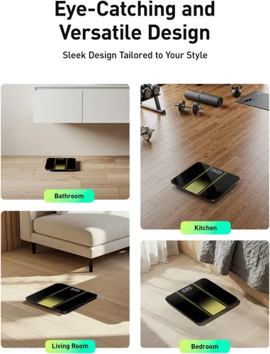 Vista 8 de RunStar Scale for Body Weight 550lbs, 13-Inch Digital Bathroom Scale with Baby & Pet Mode, Extra-Large Bright LED Display, 8mm Tempered Glass for