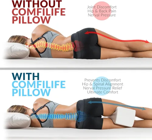 Vista 2 de ComfiLife Almohada de rodilla para personas que duermen de lado, almohada refrescante para dormir de lado, almohada de rodilla con correa para dolor