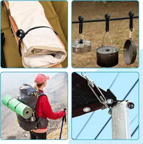 Vista 2 de Cuerda elástica de bolas de 6 pulgadas, 120 bolas elásticas para cuerdas de amarre de lona, resistentes para toldos al aire libre, tiendas