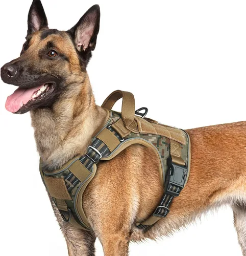 Vista 27 de rabbitgoo - Arnés para perros pequeño sin tirones, chaleco táctico de servicio con Molle y asa de control, arnés militar ajustable y reflectante