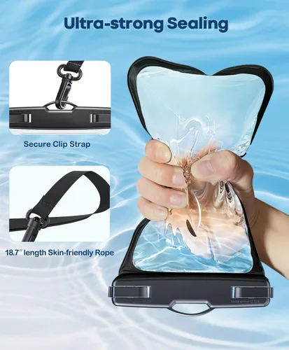 Vista 6 de Funda impermeable compatible con iPhone 14 Pro Max/13/12/11/XR/X/SE/8/7, Galaxy S22/S21 Google hasta 7.5 pulgadas IPX8 Dry Bag Vacation Essentials