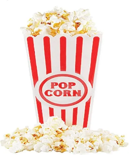 Vista 5 de Paquete de 4 recipientes de plástico para palomitas de maíz clásicas a rayas rojas y blancas para noche de cine, cajas reutilizables de palomitas